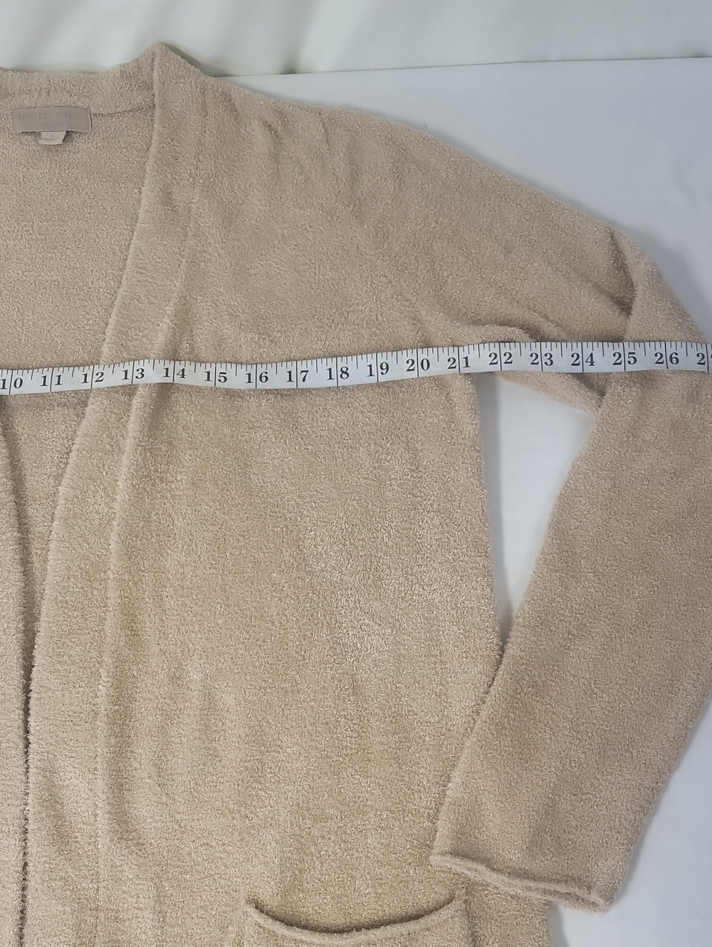 Barefoot Dreams CozyChic Lite Essential Long Pocket Cardigan in Bisque Large - Picture 9 of 15